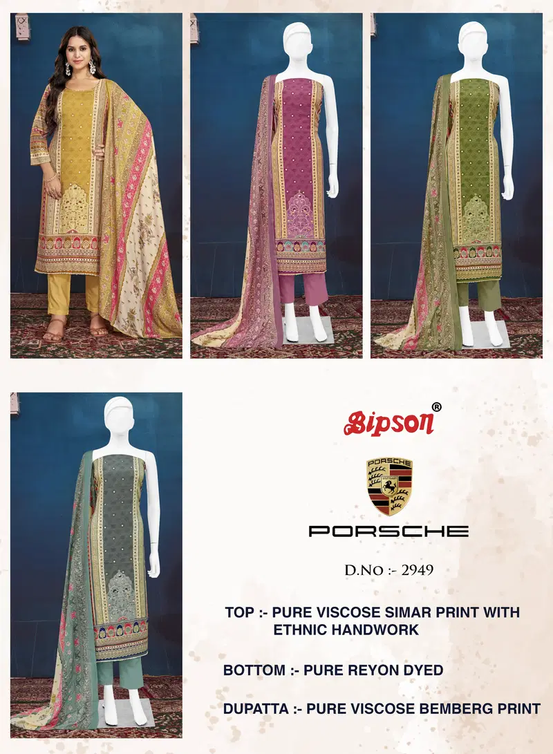 Porsche 2949 By Bipson Pashmina Printed Dress Material Wholesale Shop In Surat
